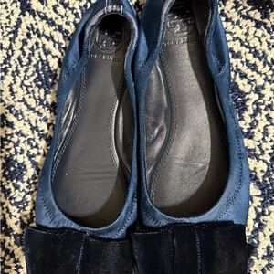 Tory Burch Navy Blue Flats with Velvet Bow